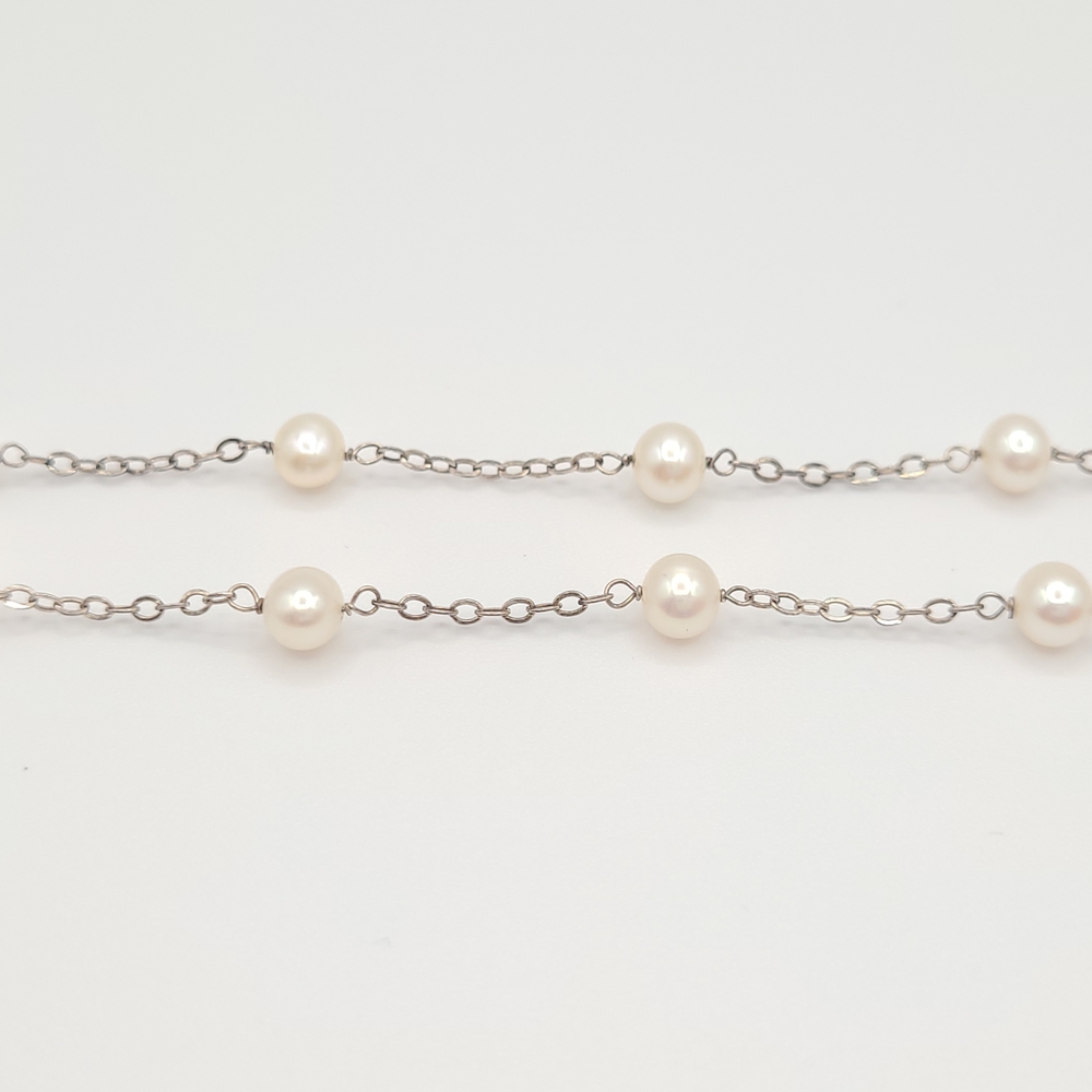925 Sterling Silver Freshwater Pearl Bracelets Set of 2 Minimalist